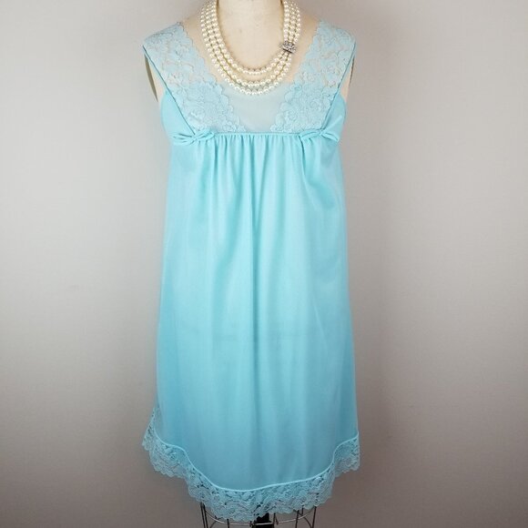 Vintage 1950's Beautiful Blue Peignoir Set Size Small Henson Kickernick - Picture 10 of 16